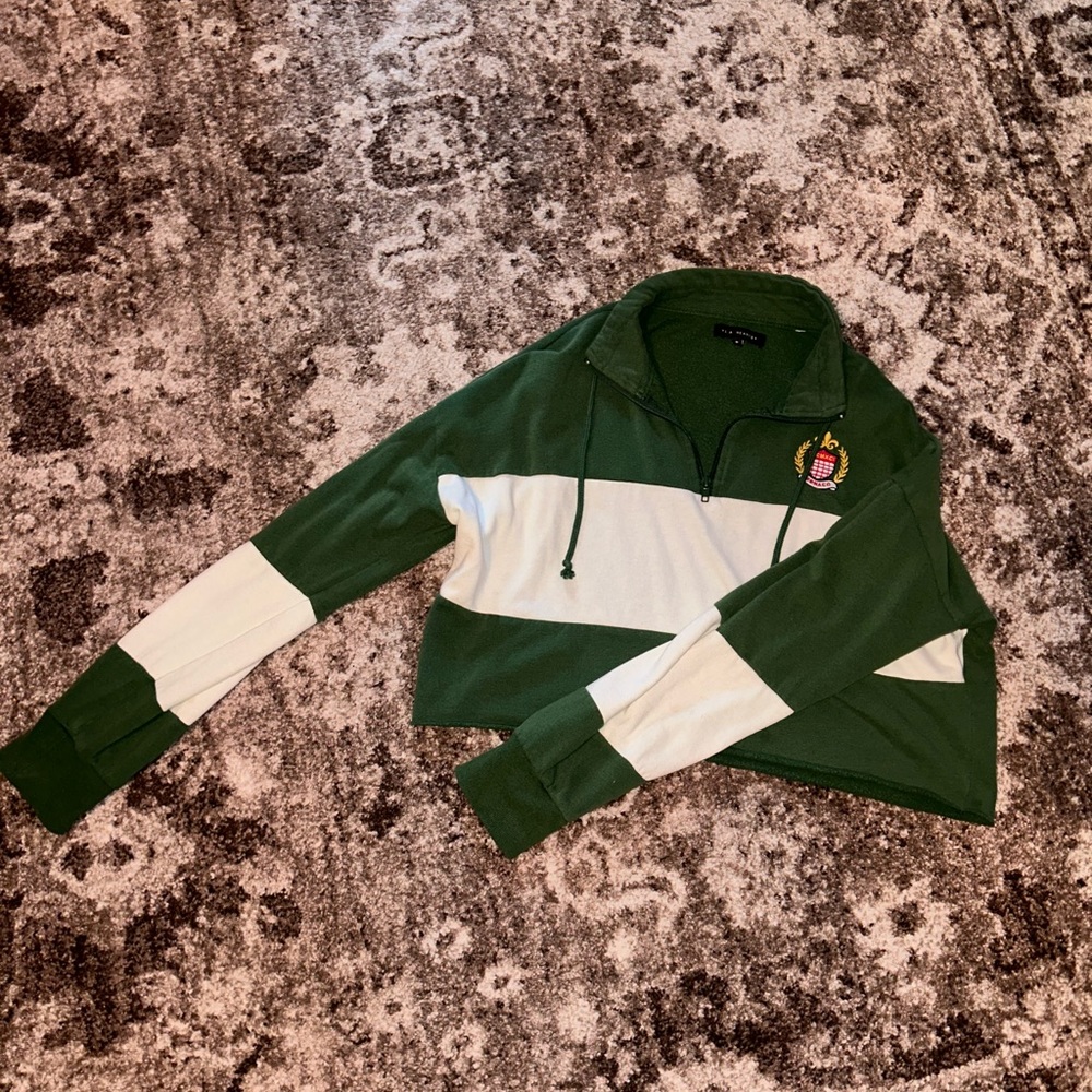 L.A. Hearts Green & White Crop Sweatshirt